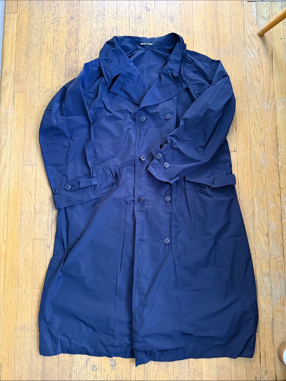 Topman Design Men's Navy Double-Breasted Rain/Trench Coat